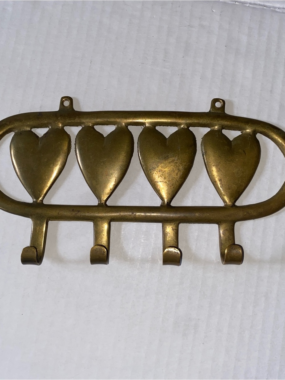 Vintage/Retro Gold Brass Finish Heart Wall Mounted Metal Hook Rack,4 Hooks decor